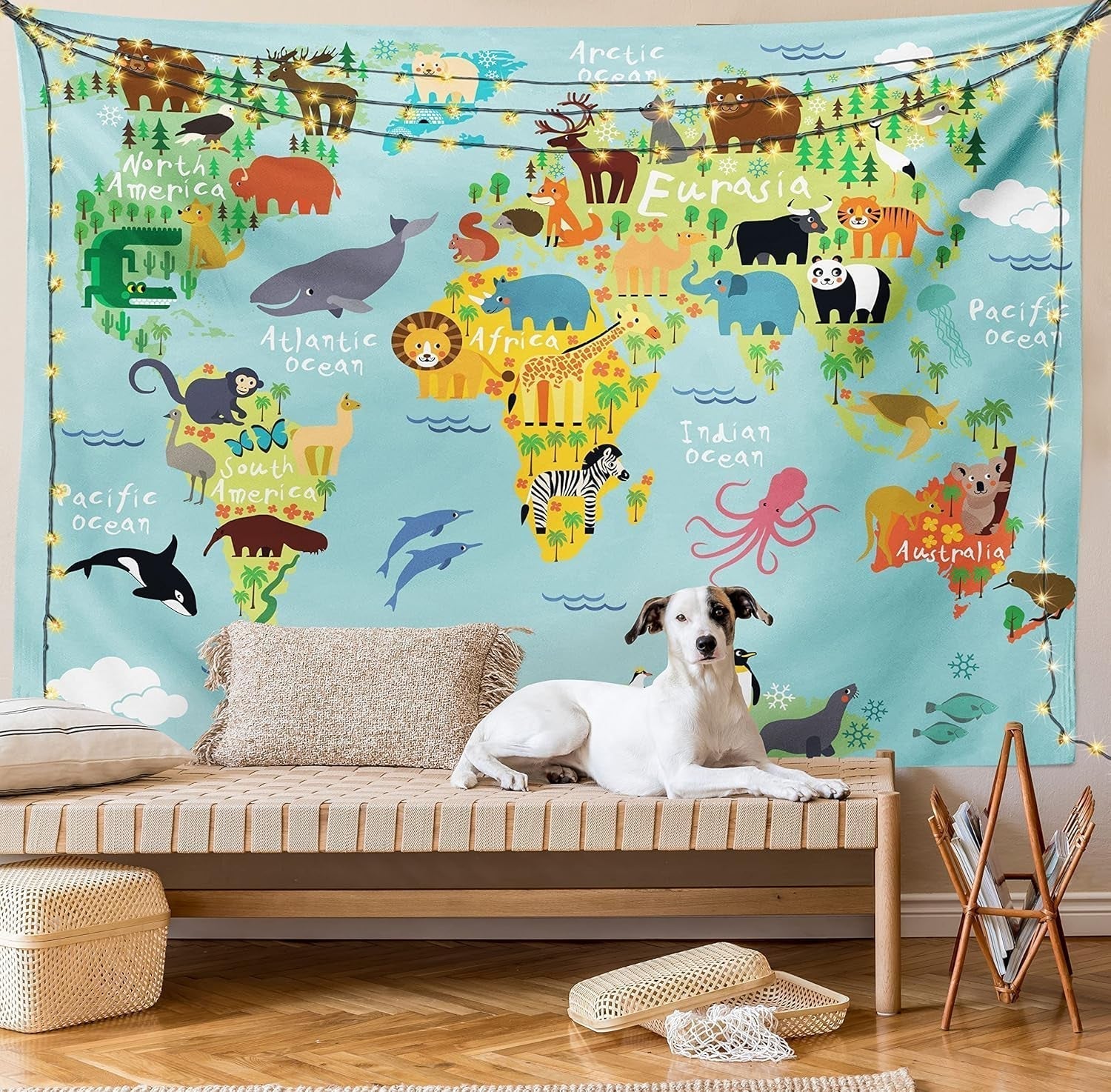 Tapiserie abakuhaus wanderlust harta animala lumii desene Casa - Accesorii si Decoratiuni Naty Shop