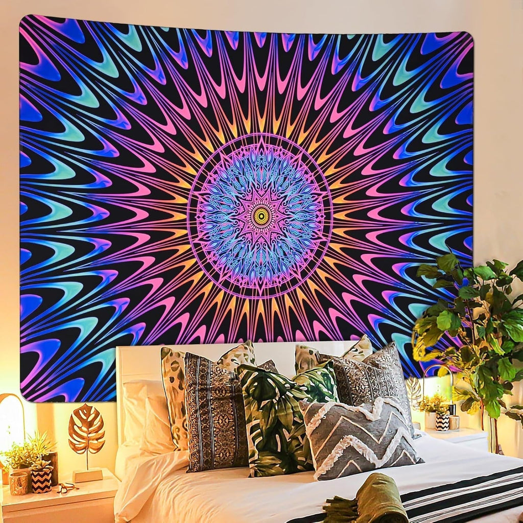 Tapiserie alishomtll mandala colorata lumina neagra arta Casa - Accesorii si Decoratiuni Naty Shop