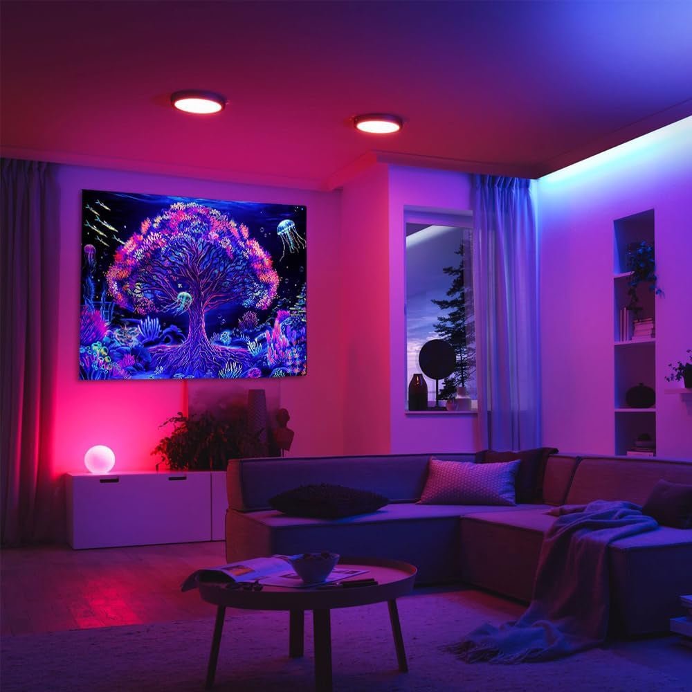 Tapiserie copac viata mandala fluorescent Casa - Accesorii si Decoratiuni Naty Shop
