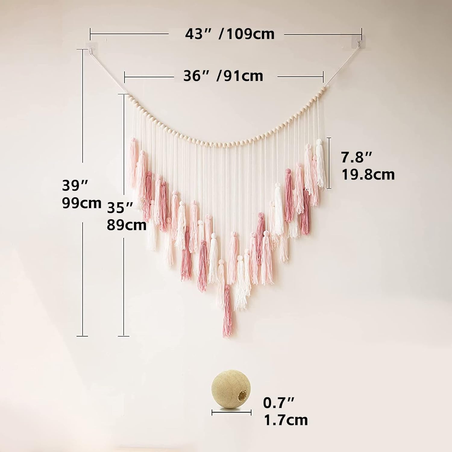 Tapiserie deco hanging woven pastoral wood bead Casa - Accesorii si Decoratiuni Naty Shop