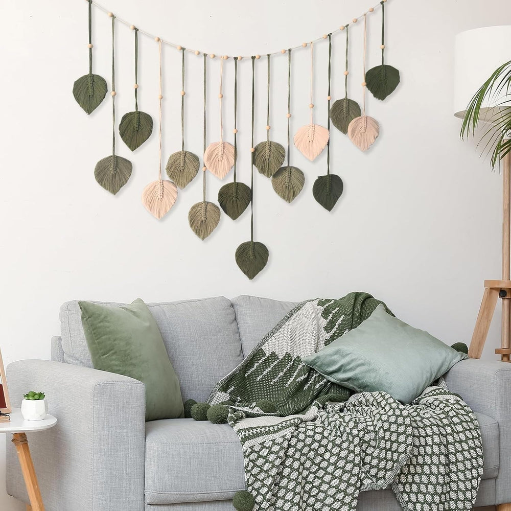 Tapiserie decorare margele lemn frunze design Casa - Accesorii si Decoratiuni Naty Shop