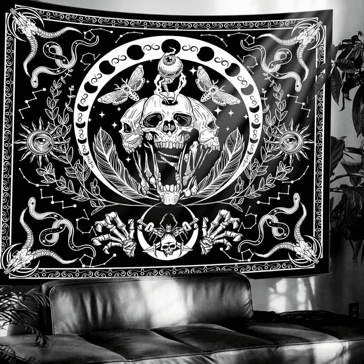 Tapiserie gothic halloween banner negru alb Casa - Accesorii si Decoratiuni Naty Shop Default Title