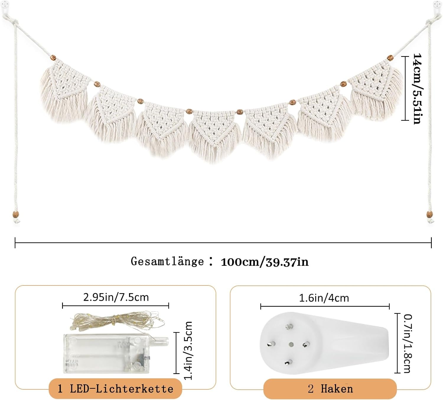 Tapiserie ihonyi deco chic fringed garland led Casa - Accesorii si Decoratiuni Naty Shop