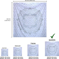 Tapiserie indiana mandala alb argintiu camera estetic panza Casa - Accesorii si Decoratiuni Naty Shop