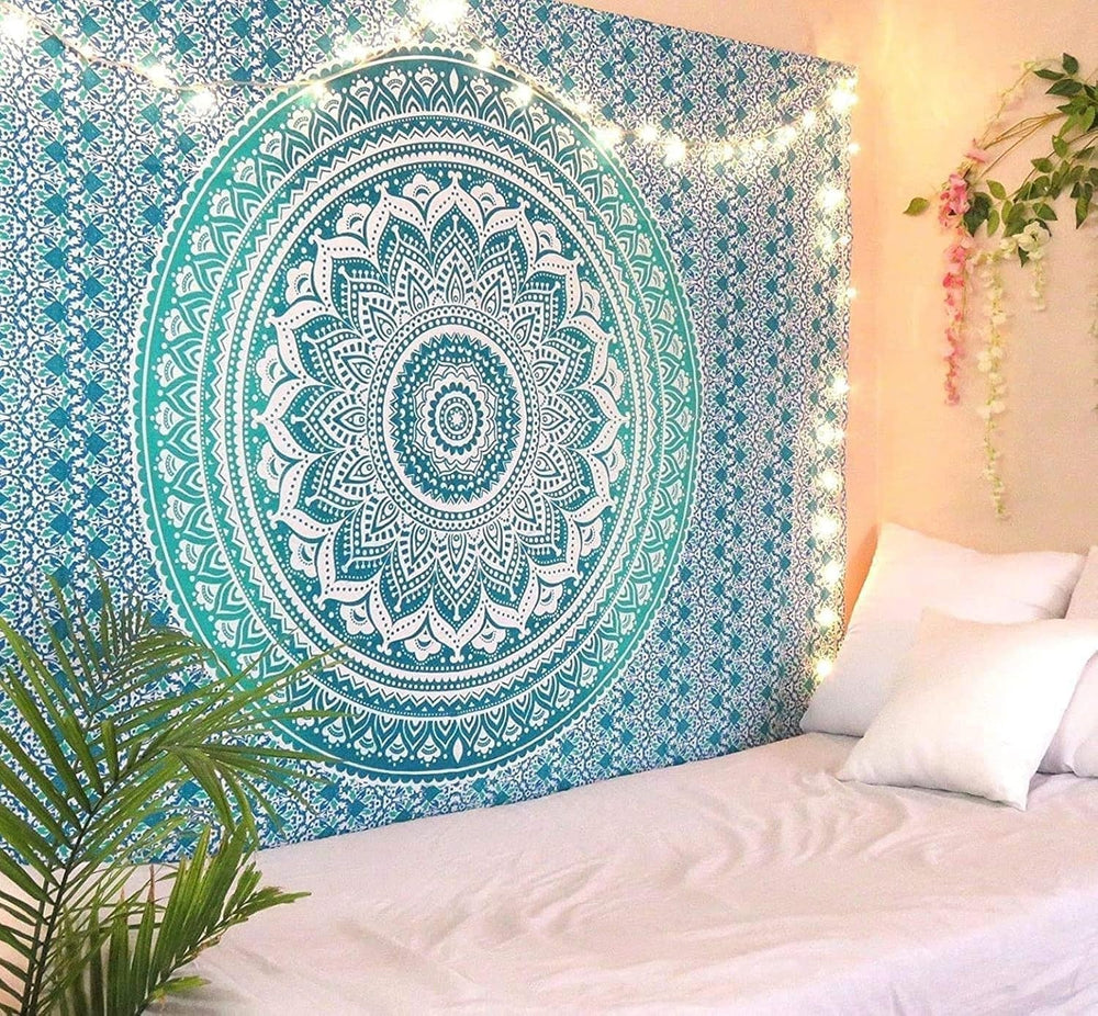 Tapiserie indiana mandala verde decorare estetica decorarea Casa - Accesorii si Decoratiuni Naty Shop