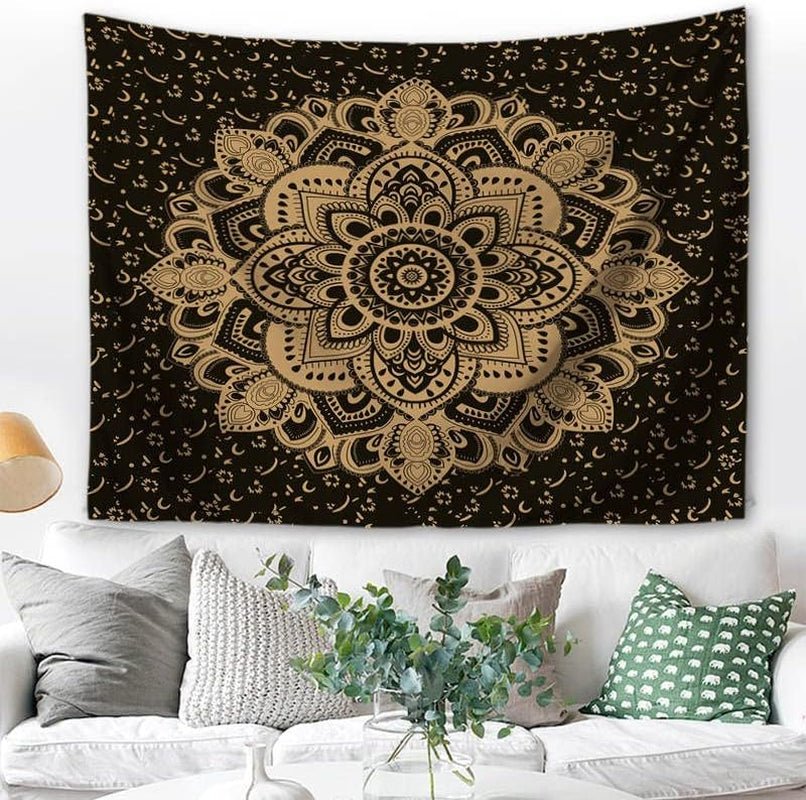Tapiserie majami mandala indian negru aur poliester panza Casa - Accesorii si Decoratiuni Naty Shop