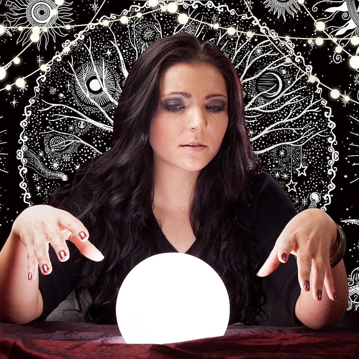 Tapiserie negru alb copac viata tapiserii faze luna Casa - Accesorii si Decoratiuni Naty Shop