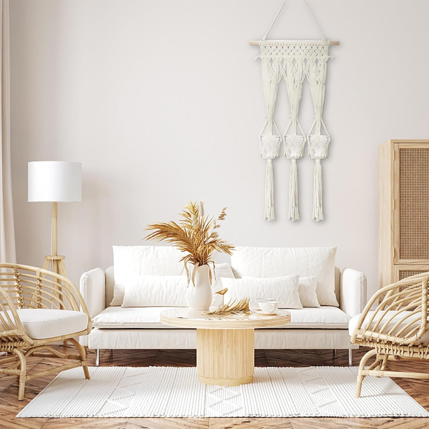 Tapiserie raft suporturi lumanari din sticla realizat Casa - Accesorii si Decoratiuni Naty Shop