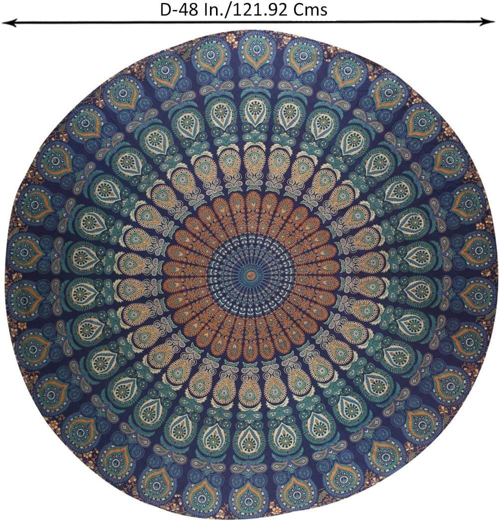 Tapiserie rotunda peacock mandala centimetri roundie hippie fata Casa - Accesorii si Decoratiuni Naty Shop