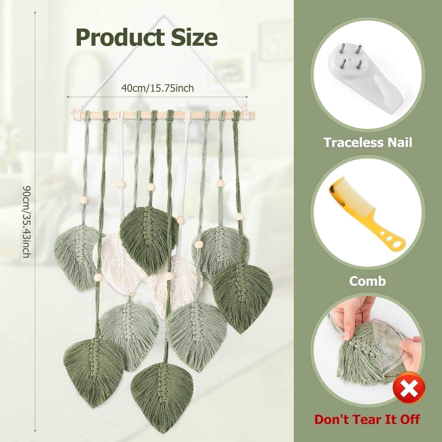 Tapiserie stil fereastra decorare 40cm verde Casa - Accesorii si Decoratiuni Naty Shop