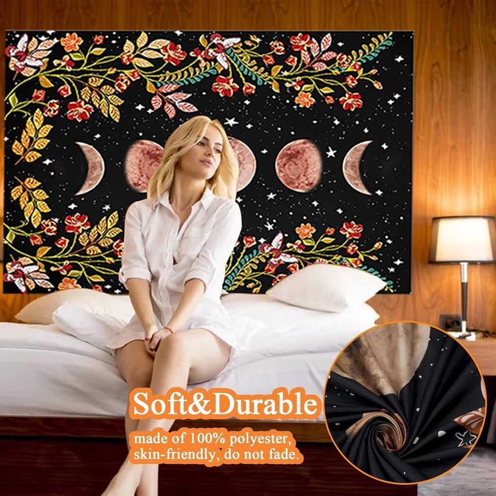 Tapiserie yisumei estetica luna flori negru dimensiune Casa - Accesorii si Decoratiuni Naty Shop