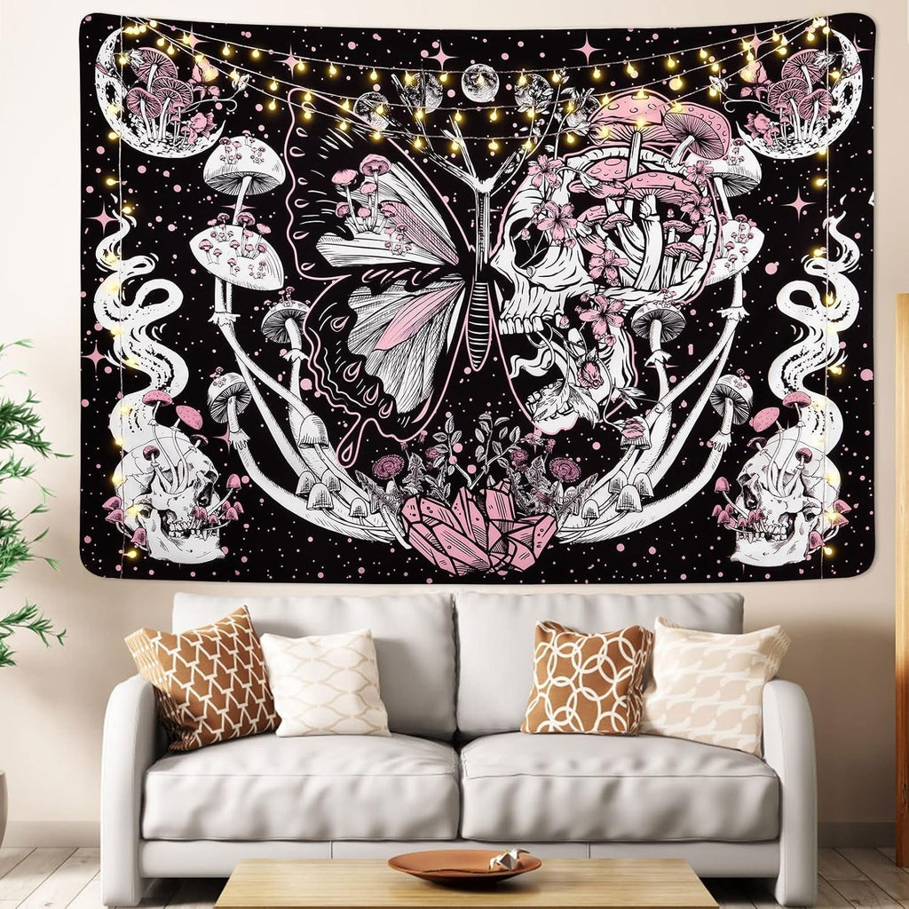 Tapiserie yrendenge fluturi schelet ciuperci casa stele luna Casa - Accesorii si Decoratiuni Naty Shop