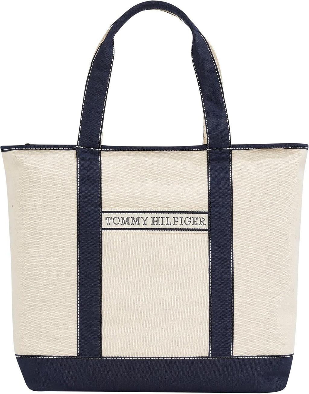 TOMMY HILFIGER Femeii Th Vara Canvas Tote Aw0aw17421 Tote sac Genti Femei Naty Shop Albastru (Space Blue)