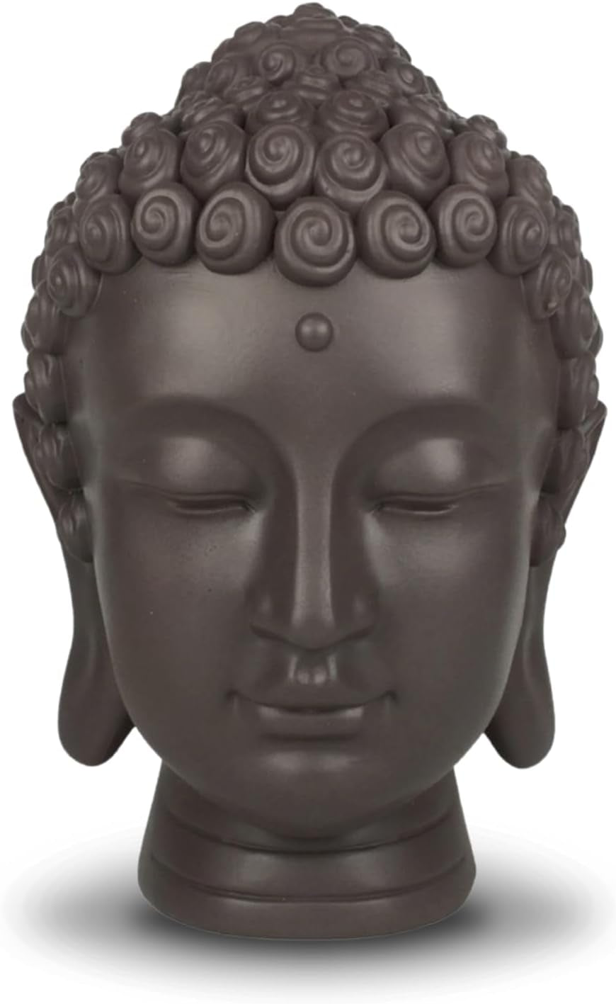 Zen'Light - Statuetă cu cap de Buddha - Decorațiune pentru Zen, meditație și feng shui - Cadou pentru o atmosferă relaxantă și spirituală - Statuetă de Buddha - Înălțime: 20 cm - Culoare: verde/maro Statuete si sculpturi Naty Shop Titlu implicit